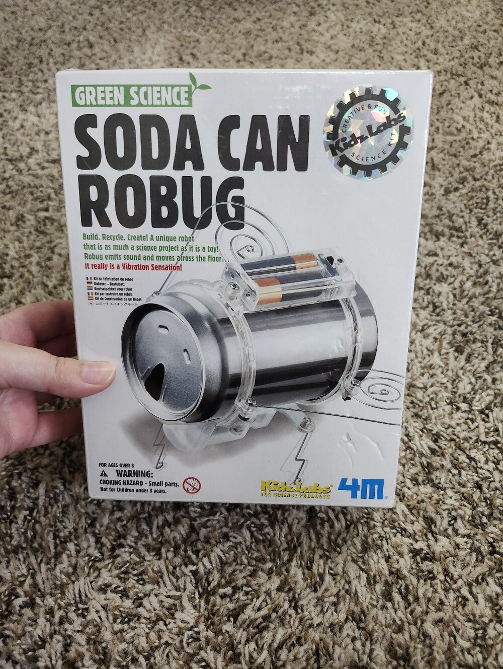 Green Science Soda Can Robug Robot Kit Kids Learning Toy